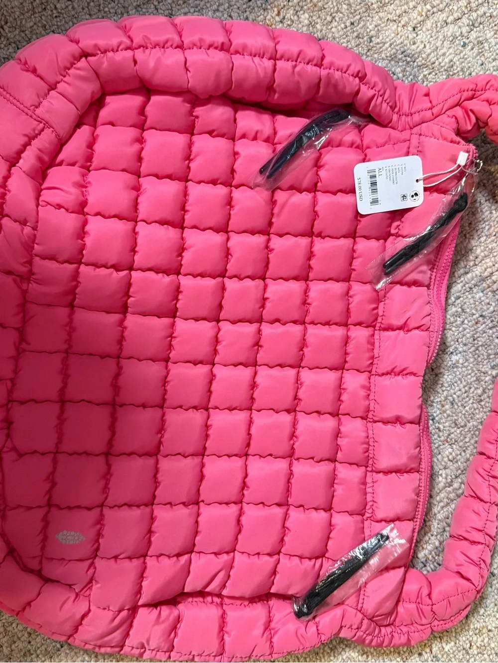 NWT FREE PEOPLE MOVEMENT Quilted Bubblegum Pink Carryall Bag $78